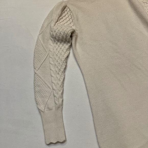 BB Dakota‎ Cream Cable Knit Cottagecore Soft Girl Puff Sleeve Sweater Dress XS - Picture 7 of 9
